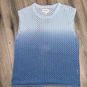 Velvet by Graham & Spencer Nina Mesh Sweater Cotton Cashmere Ombre Horizon XS